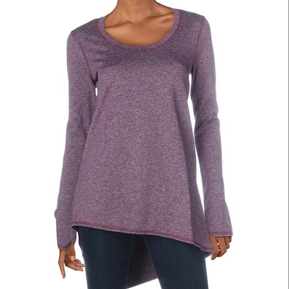 Splendid Asymmetric Heathered Long Sleeve Tunic